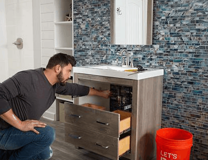 Vanity and sink installation